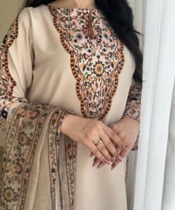 Printed Dure Fishan Three Piece